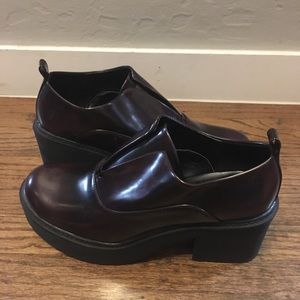 Bershka platform loafers, eggplant/aubergine color, size EU 40